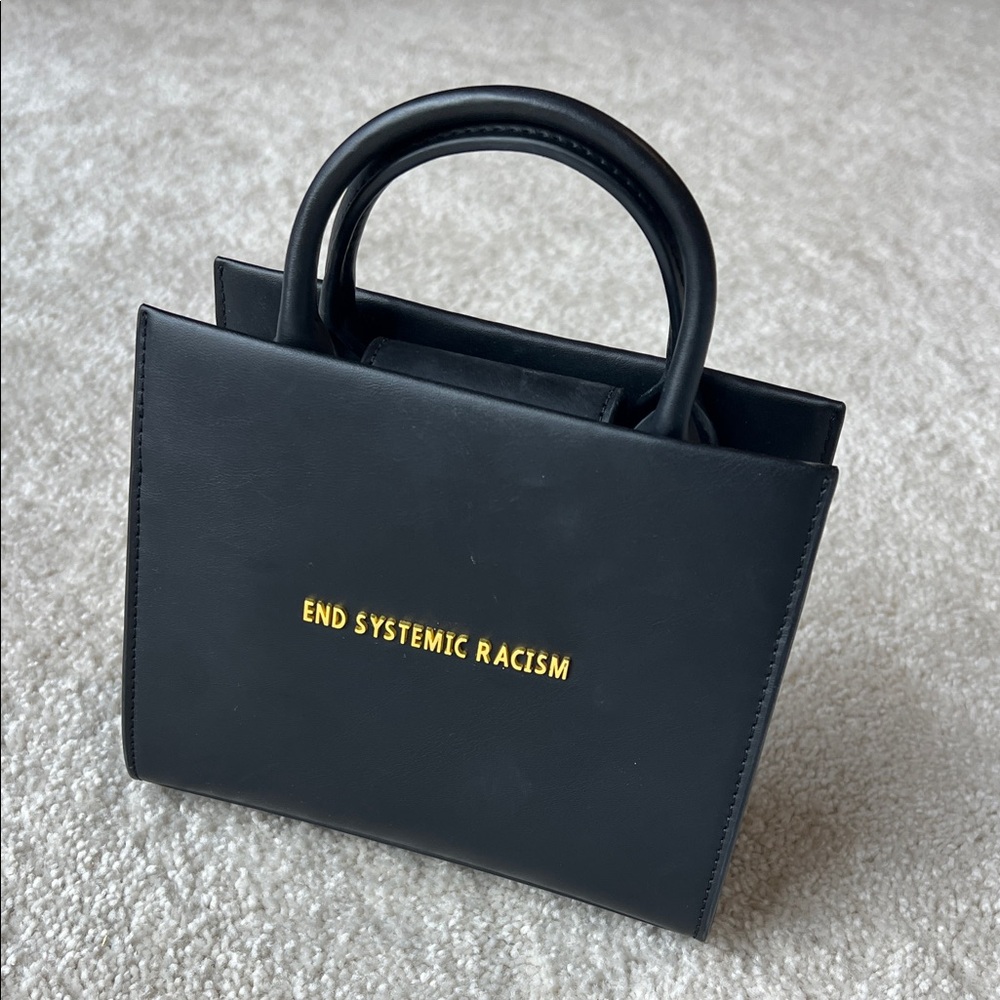 Brandon Blackwood ESR Black Tote Gold End Systemic Racism purse bag EUC